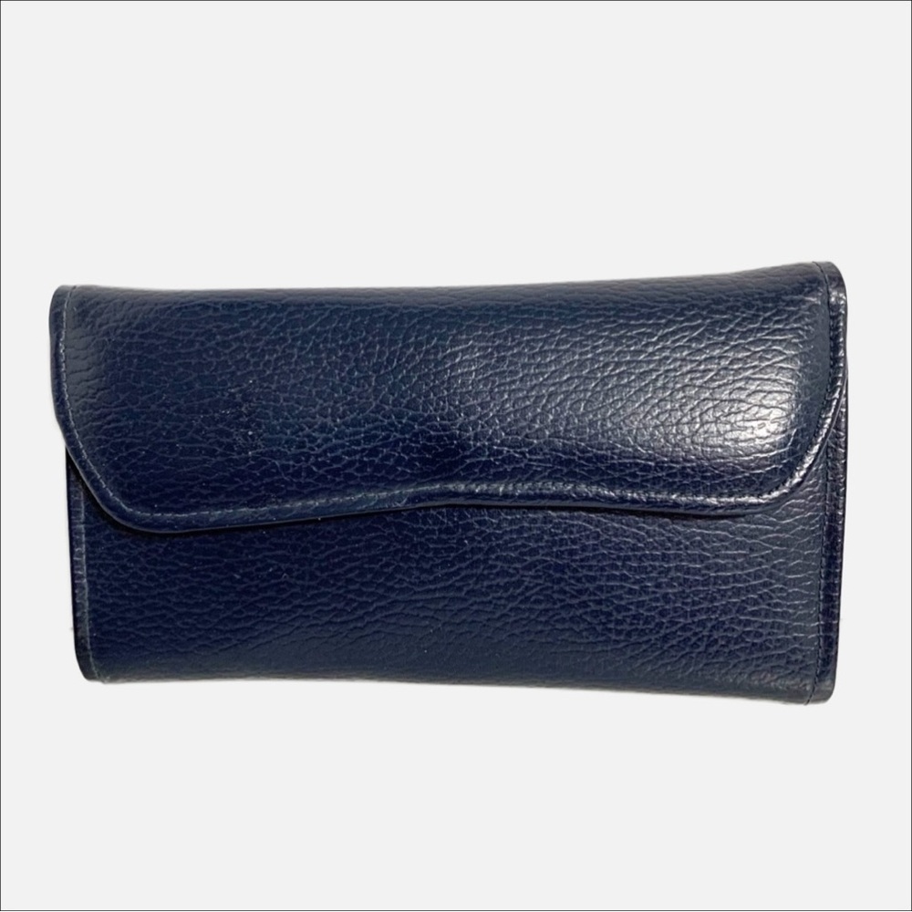 Vintage Unbranded Navy Blue Faux Leather Wallet Partially Lined-Vintage Floral